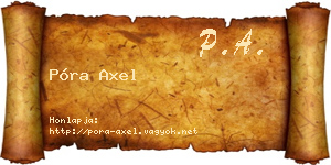 Póra Axel névjegykártya